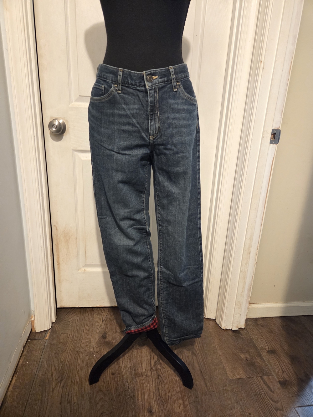 Eddie Bauer Women's Straight Leg Flannel Lined Blue Denim Jeans
